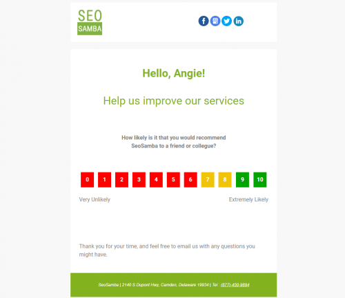 nps rating request email