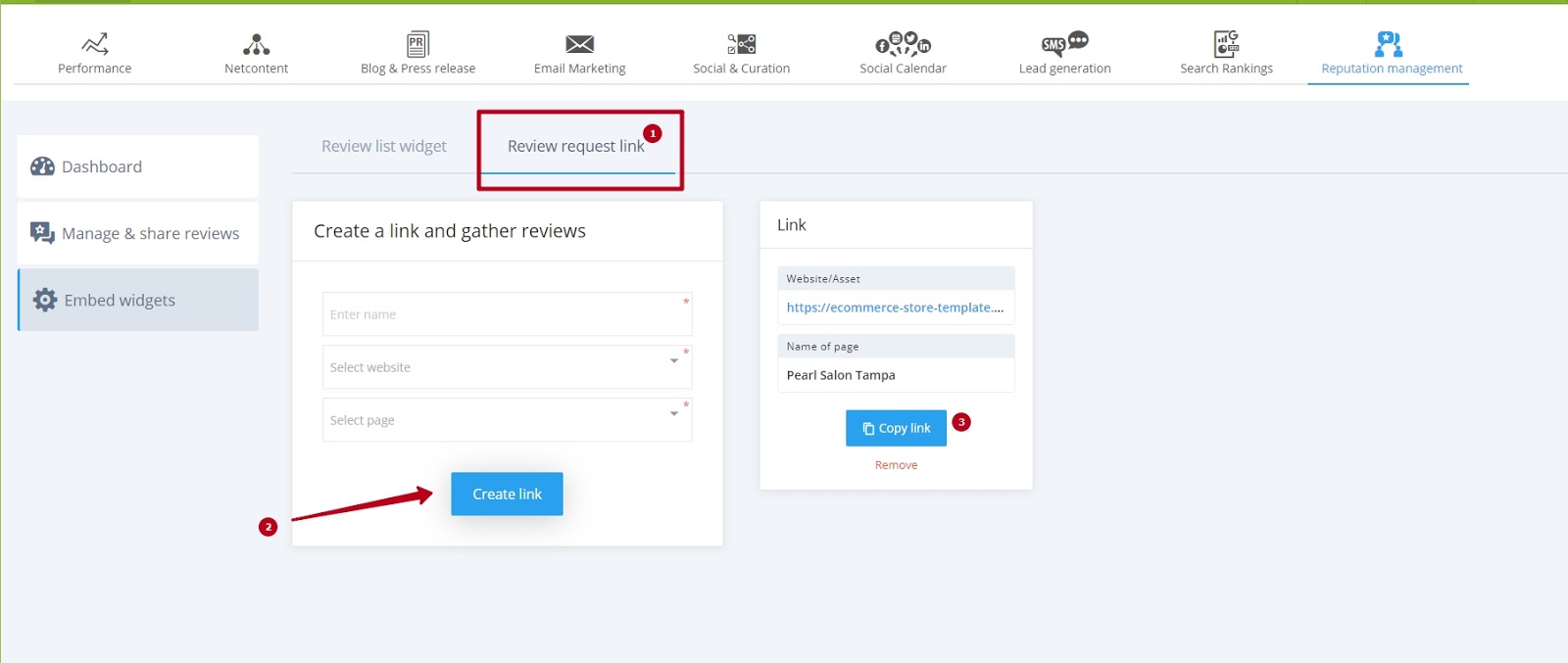 create and save a link