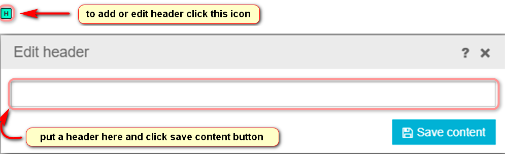 how to add or edit header