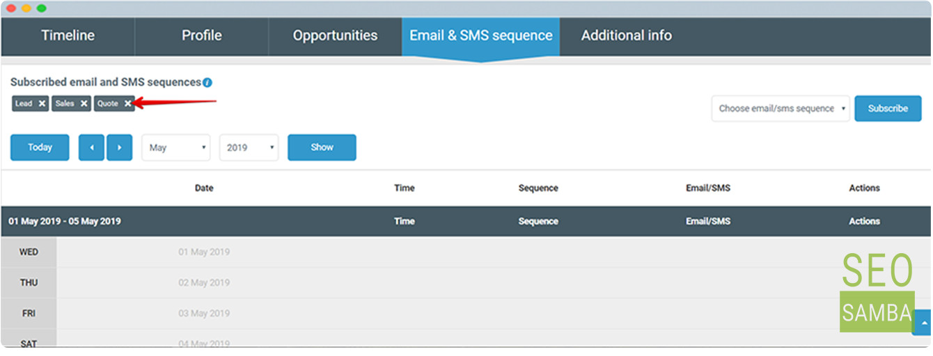 removing contacts from email sequences