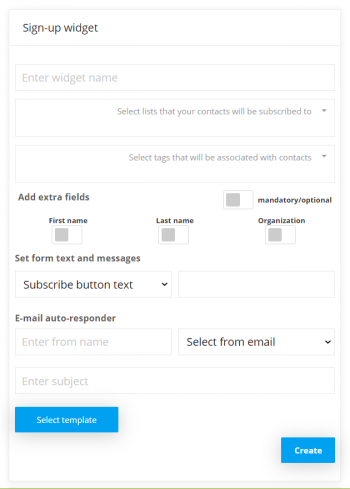 sign up widget
