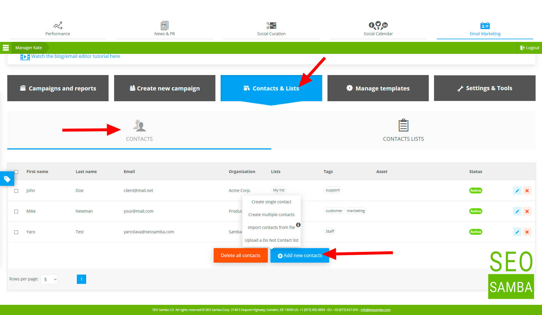 contact management adding new contacts