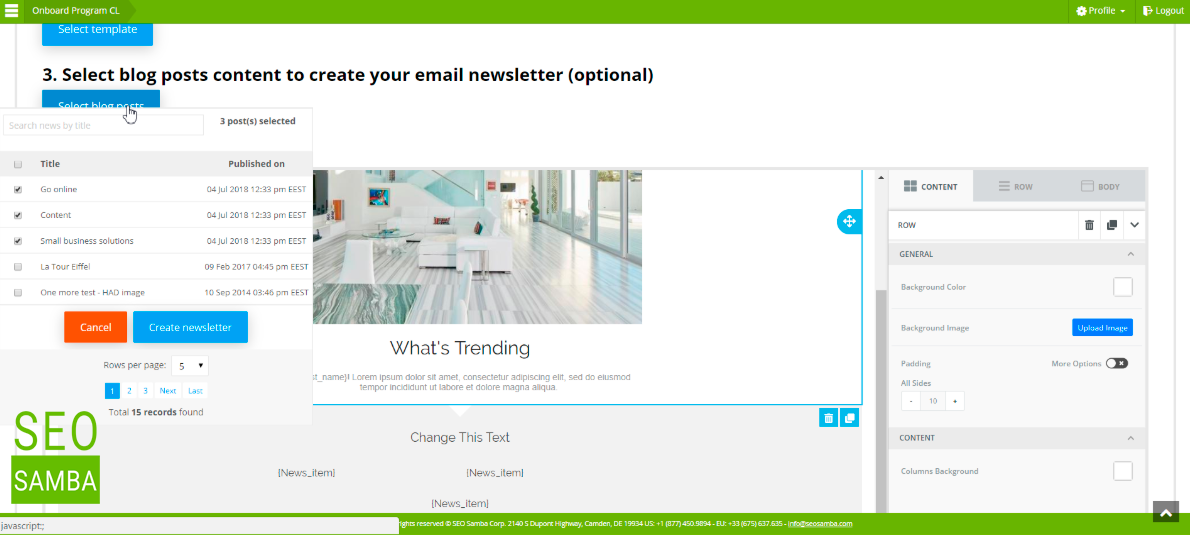 newsletter email being almost magically assembled