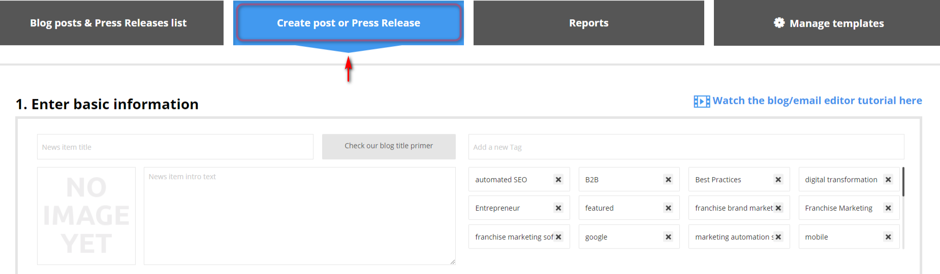 create post or pr screen