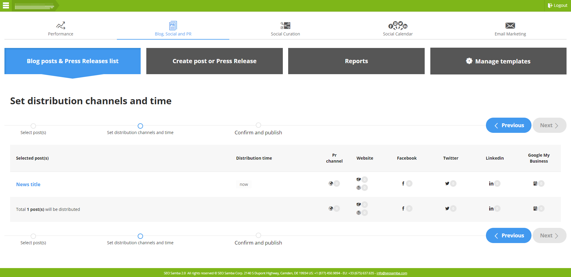 news distribution dashboard