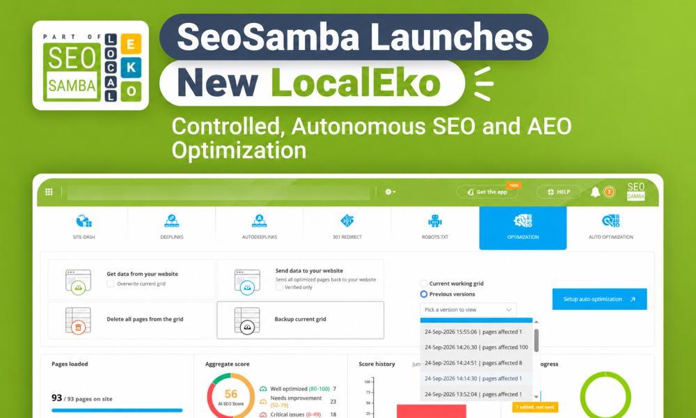 SeoSamba Launches New LocalEko to Bring Controlled, Autonomous SEO and AEO Optimization to Websites at Scale