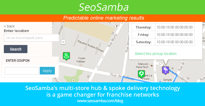 SeoSamba’s multi-store hub & spoke delivery technology is a game changer for franchise networks